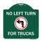Signmission No Left Turn for Trucks W/ Graphic, Green & White Aluminum Sign, 18" x 18", GW-1818-23843 A-DES-GW-1818-23843 - alternate 1